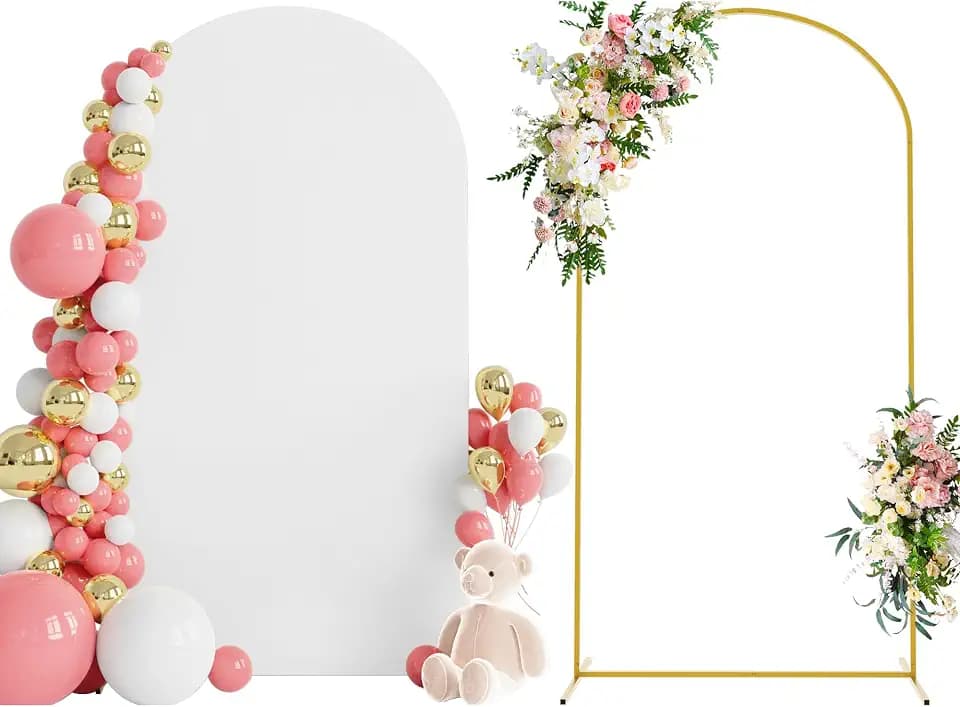Wokceer 7.2FT Arch Backdrop Stand and Cover Set,Arch Stand with White Cover