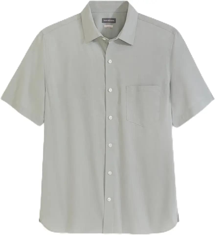 Van Heusen Men's Big and Tall Wrinkle Free Short Sleeve Button Down Shirt, No-Tuck Length, Comfortable Stretch Fabric