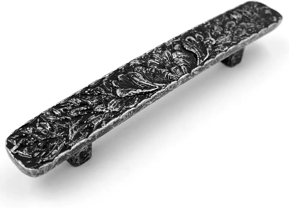 JETLAND Bridged Drawer Cabinet Pulls, 2-Pack Scratched Iron 5" Hole Centers, Antique Peony Solid Cast, TG0115AS127