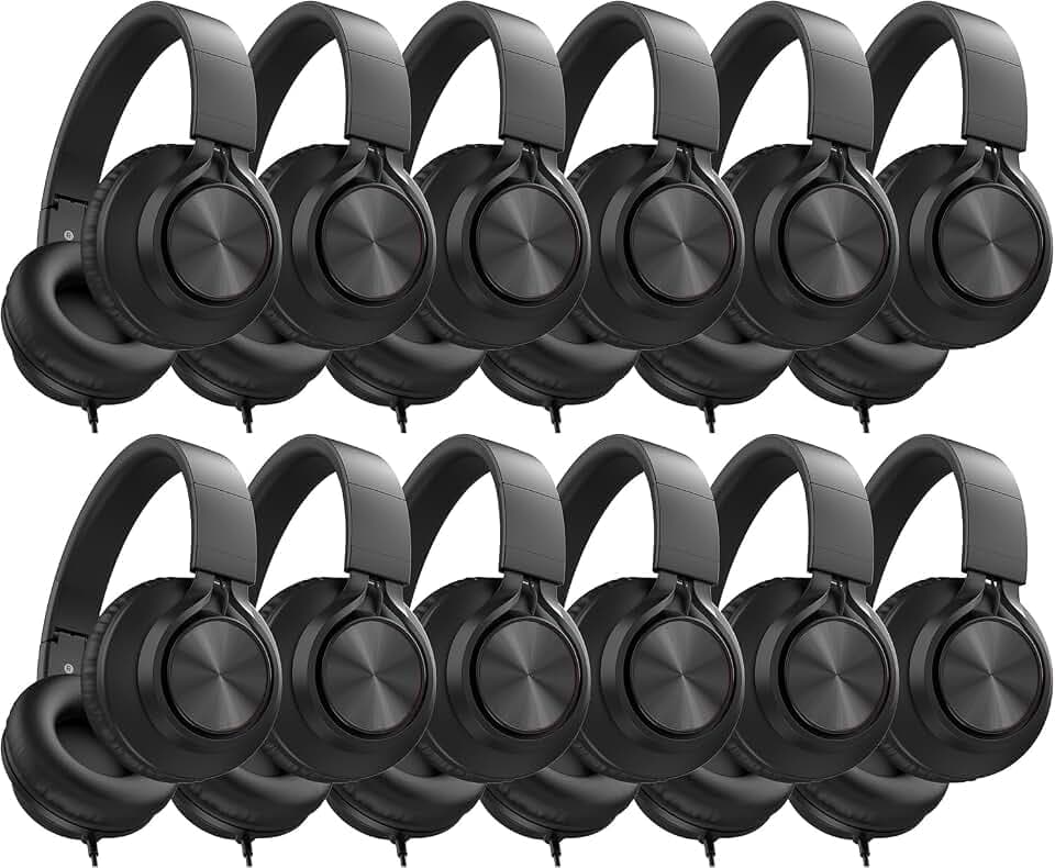 AILIHEN Kids School Headphones Bulk 12 Pack with Mic for K-12 Student