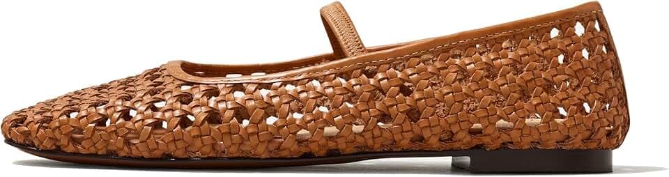 Woven Flats for Women, Square Toe Mesh Ballet Shoes