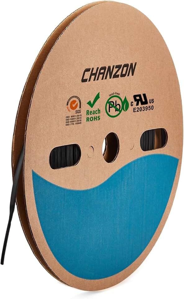 Chanzon 2:1 Ratio - 80Ft Roll - 5/32" (4mm) Heat Shrink Tubing Black