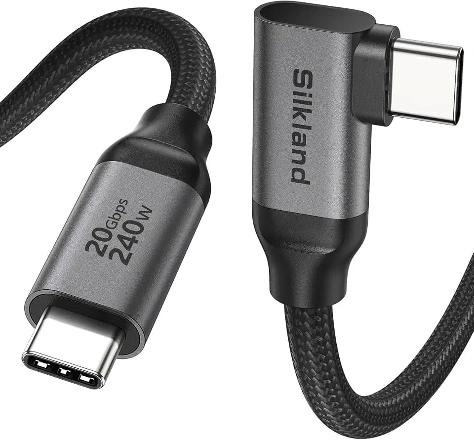 Silkland 20Gbps USB C Data Cable Right Angle, 1.6FT USB C to USB C Cable