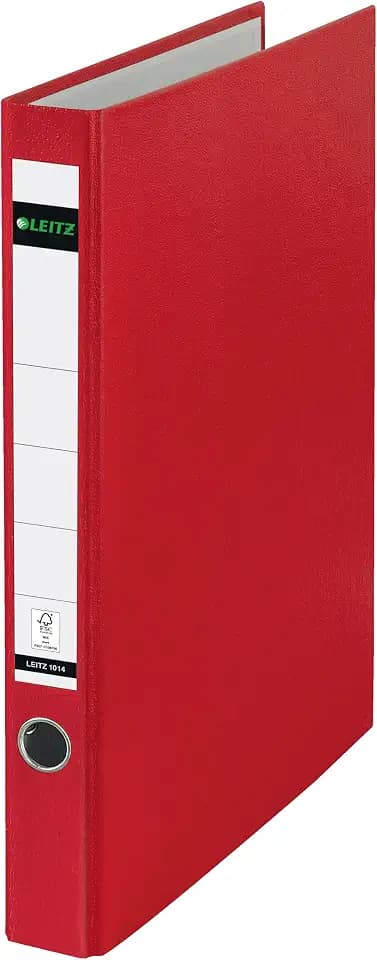 Leitz Plastik-Ringordner ohne Schlitze A4, Rot, 3,5 cm Rückenbreite, PP-laminierter Einband, 10140025