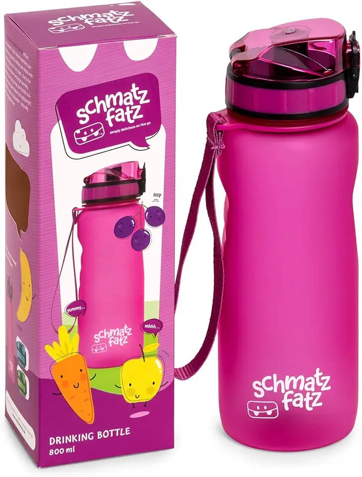 schmatzfatz Klarstein Trinkflasche 800 ml, auslaufsicher mit 1-Klick-Verschluss, BPA-frei & geschmacksneutrales Tritan, mit Fruchteinsatz & Tragegriff, für Schule & Sport, für Kinder & Erwachsene