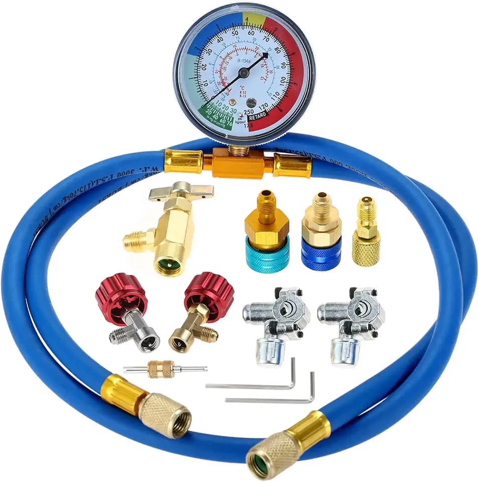 R134A R12 R22 Refrigerant Charging Hose with Gauge Kit