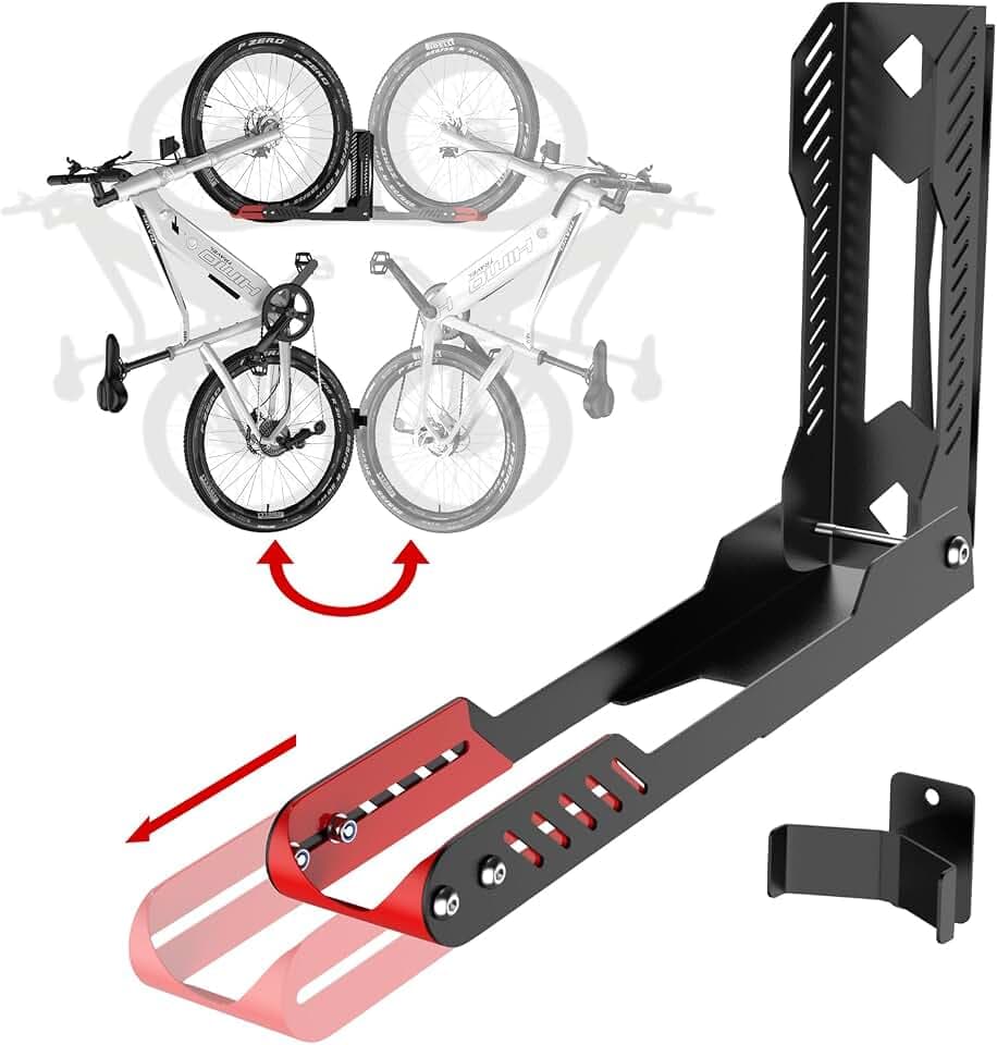 IMAYCC Upgrade-Version Schwenkbare Fahrrad Wandhalterung, Fahrradhalterung Wand ohne schweres Heben, platzsparender Fahrradständer für die Garage, einfaches Einhängen und Aushängen