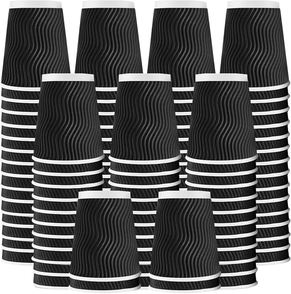 Lamosi 100 Pack Coffee Cups 10 oz, Disposable Paper Coffee Cups No Lids