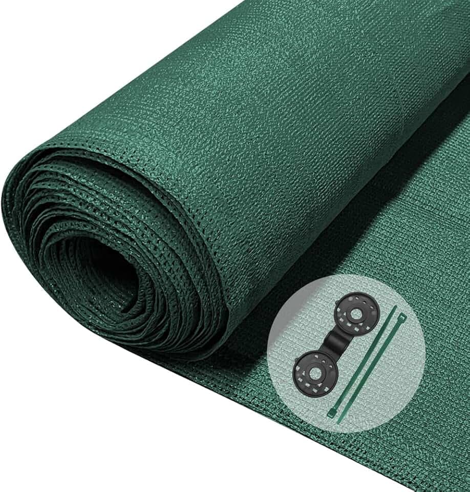 VOUNOT® Zaunblende 1×20m, Sichtschutz Zaun 150 g/m² HDPE Schattiernetz, Windschutz UV-resistent Reißfest, 85% Beschattungsgrad, mit Löcher und Kabelbinder, Grün