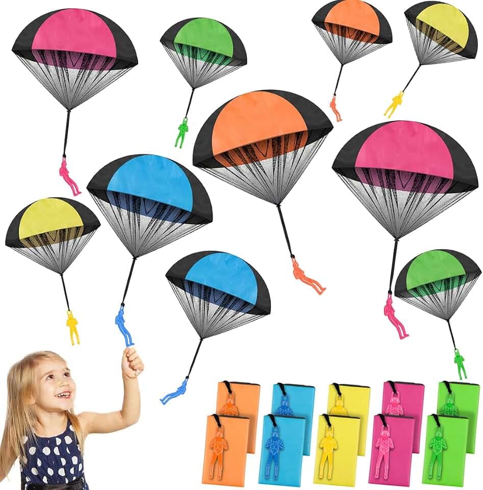 BBjinronjy Kinder Fallschirmspringer Spielzeug,10 Stück Fallschirm Spielzeug Handwurf Armee Männer Fallschirm aufregendes Outdoor Flugspielzeug für Kinder und Erwachsene Luftlandehelden