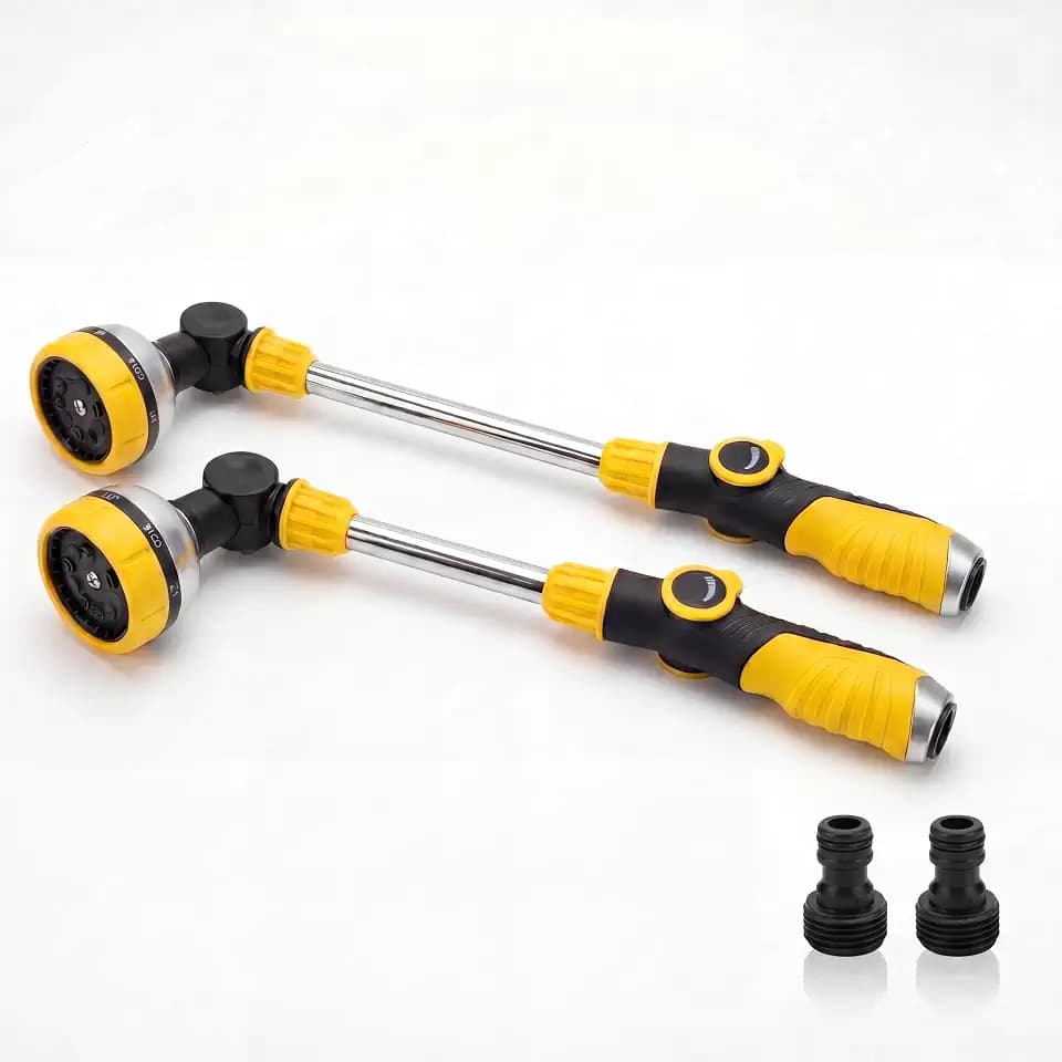 Bokon 2 Pack Garden Hose Watering Wand 18.5'' with 180° Rotating Head, 8 Adjustable Spray Patterns, Ergonomic Non-Slip Handle & Quick Connect - Watering Hanging Plants, Lawn, Garden & Car Washing