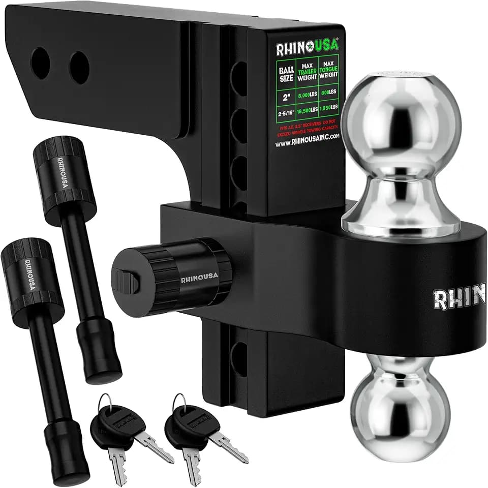 Rhino USA Adjustable Trailer Hitch (2in Receiver) - 6in Drop/Rise