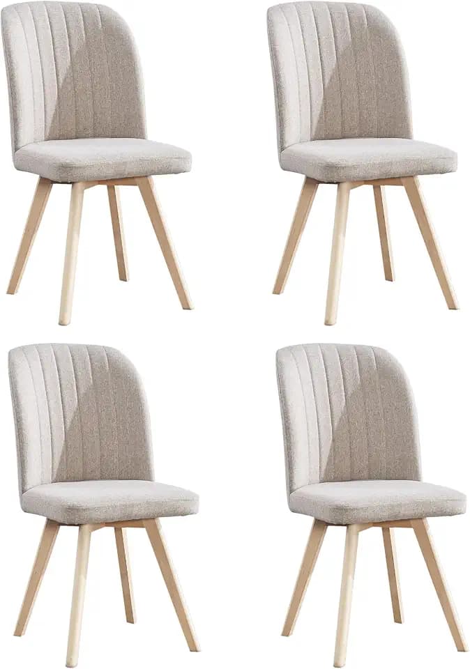 SHIITO | Modell Hamilton - 4 Esszimmerstühle | 92 x 46 x 55 cm | Beige | Schlichtes und Elegantes Design für Zuhause und Büro