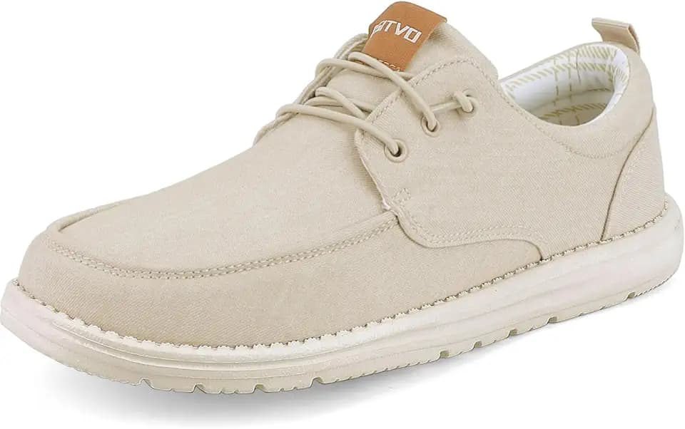 ASITVO Men's Wide Canvas Loafers Slip on Boat Walking Shoes Casual Dress