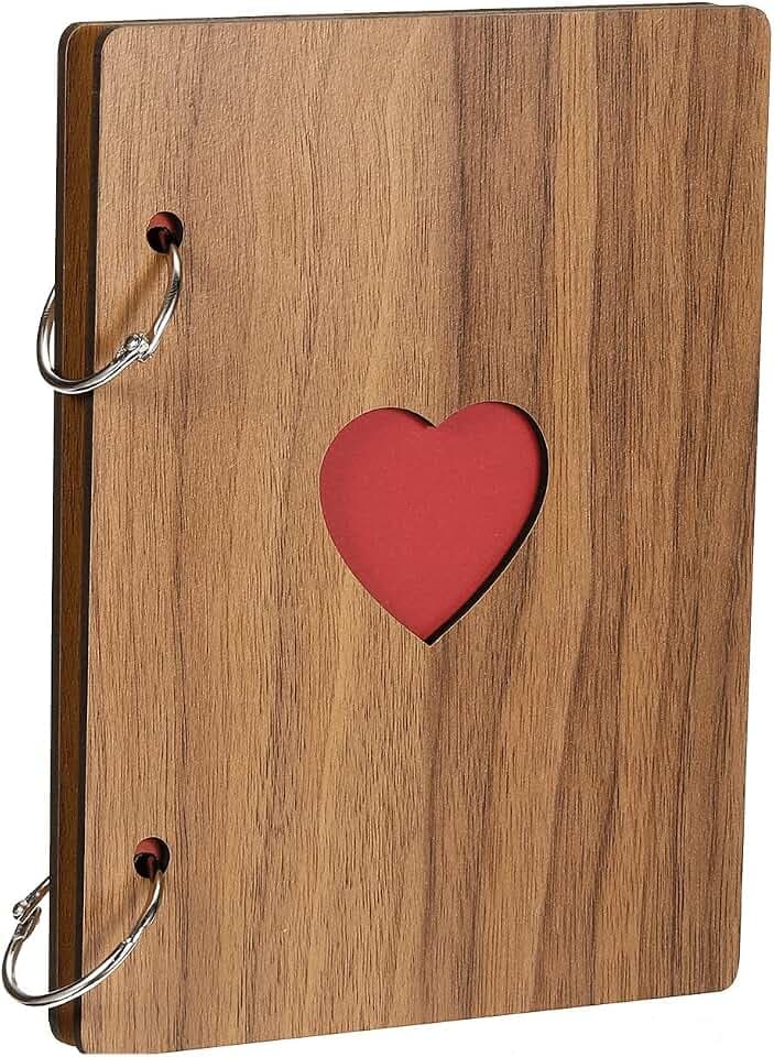 PATIKIL Wooden Scrapbook Album 6"x4" Scrapbook Photo Album Wooden