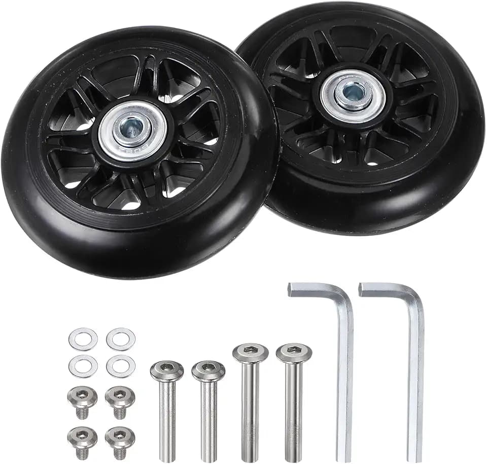sourcing map Ersatzkofferrollen 90x24mm Kofferschienenreparatursätze umfassen 2 PU-Lagerrollen & Unterlegscheibenfür Trolleytaschen, Inline-Skates und Rollbretter