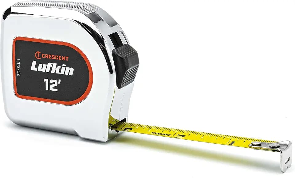 Crescent Lufkin 1/2 x 12' Chrome Case Yellow Clad Tape Measure - L912-02