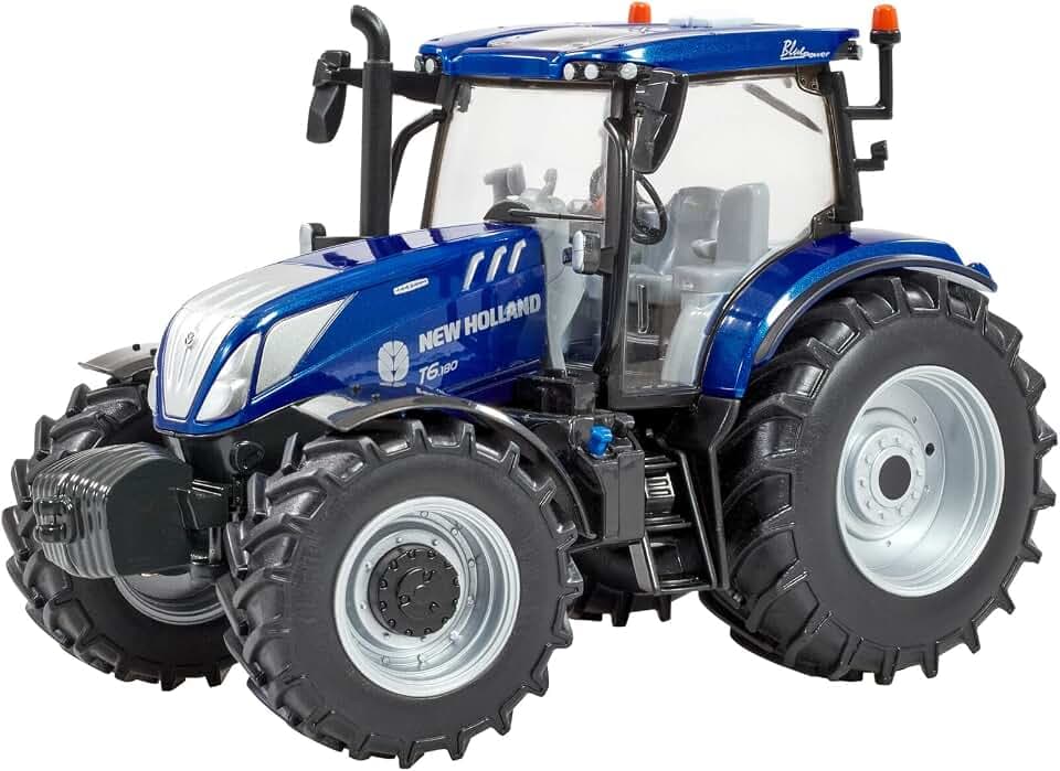 New Holland T6.180 Blue Power Traktorspielzeug, Bauernhofspielzeug für Kinder von New Holland, kompatibel mit Bauernhoftieren und Spielzeug im Maßstab 1:32, für Sammler & Kinder ab 3 Jahren
