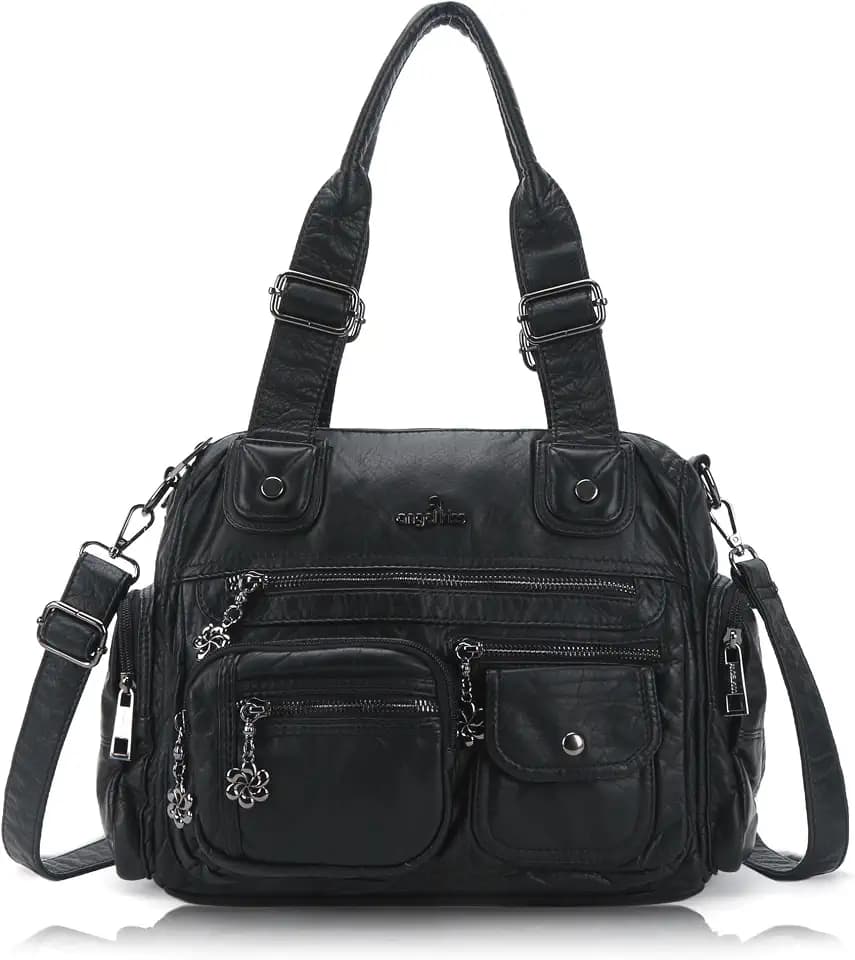 Angel Kiss Large Purses for Women Multi Pocket Hobo Handbag Ladies Tote Satchel Bag Soft Leather Shoulder Bag