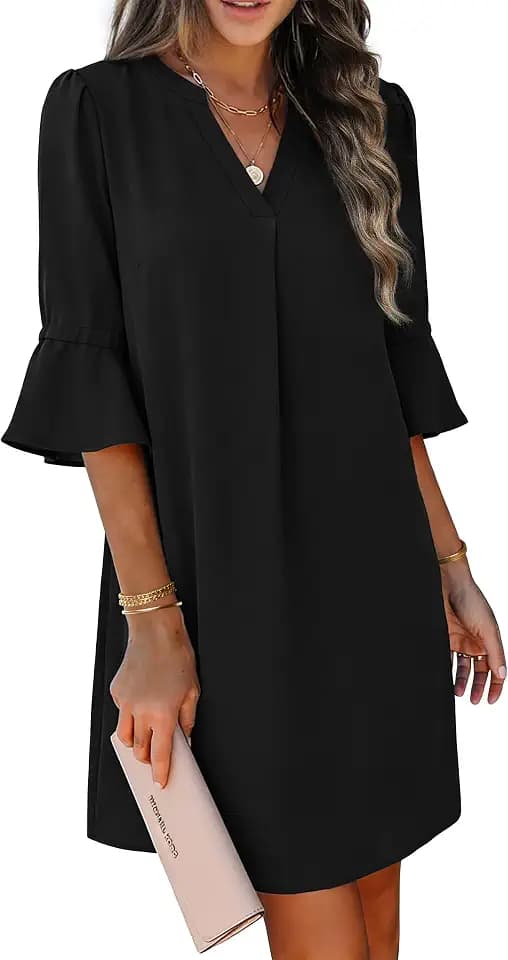 RUMIA Shift Dress for Women Ruffle Sleeve Loose Casual Dress