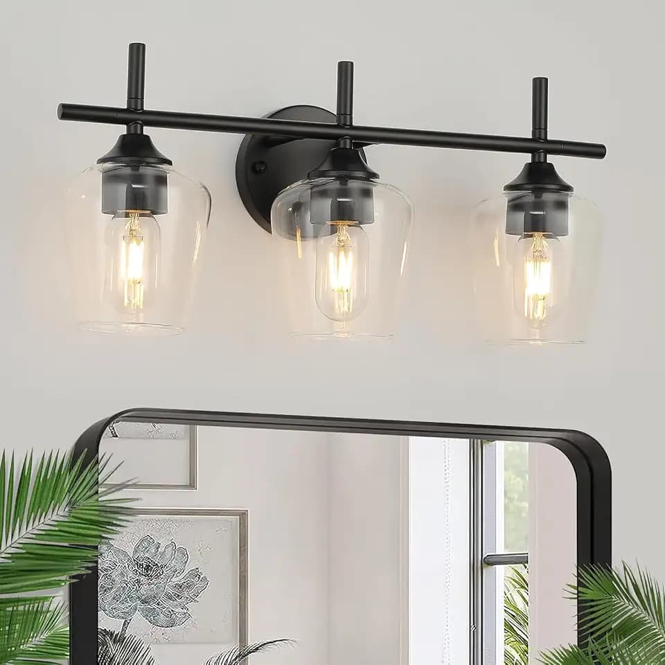 foucasal Bathroom Vanity Light Fixtures, 3-Light Black Vanity Lighting