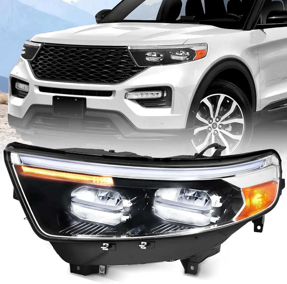 LED Headlight Assembly Compatible with 2020 2021 2022 Ford Explorer XLT/Limited (Driver Side(Left))