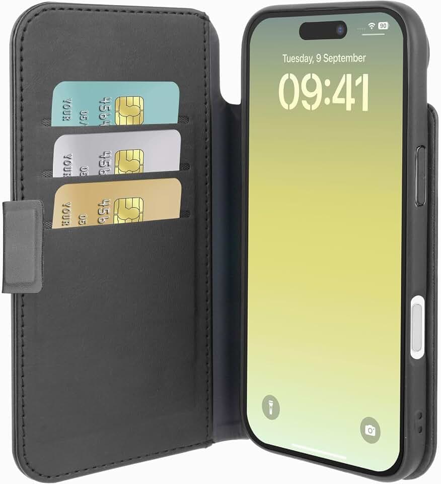 cellularline - Book Agenda - Buchhülle aus Öko-Leder - Kompatibel mit iPhone Air - Eleganz und Funktionalität in Einer Lösung - Integrierte Microban-Antibakterien-Technologie - Schwarz