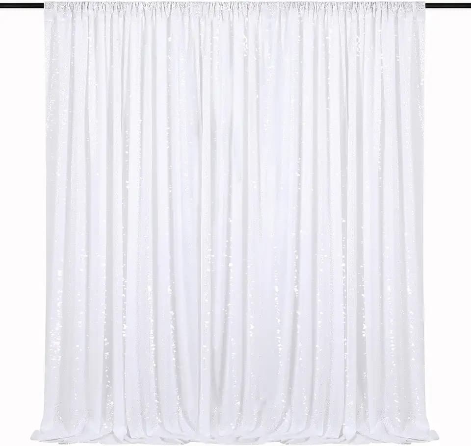 White Sequin Backdrop Curtain 7ft x 7ft Party Backdrop for Party Wedding