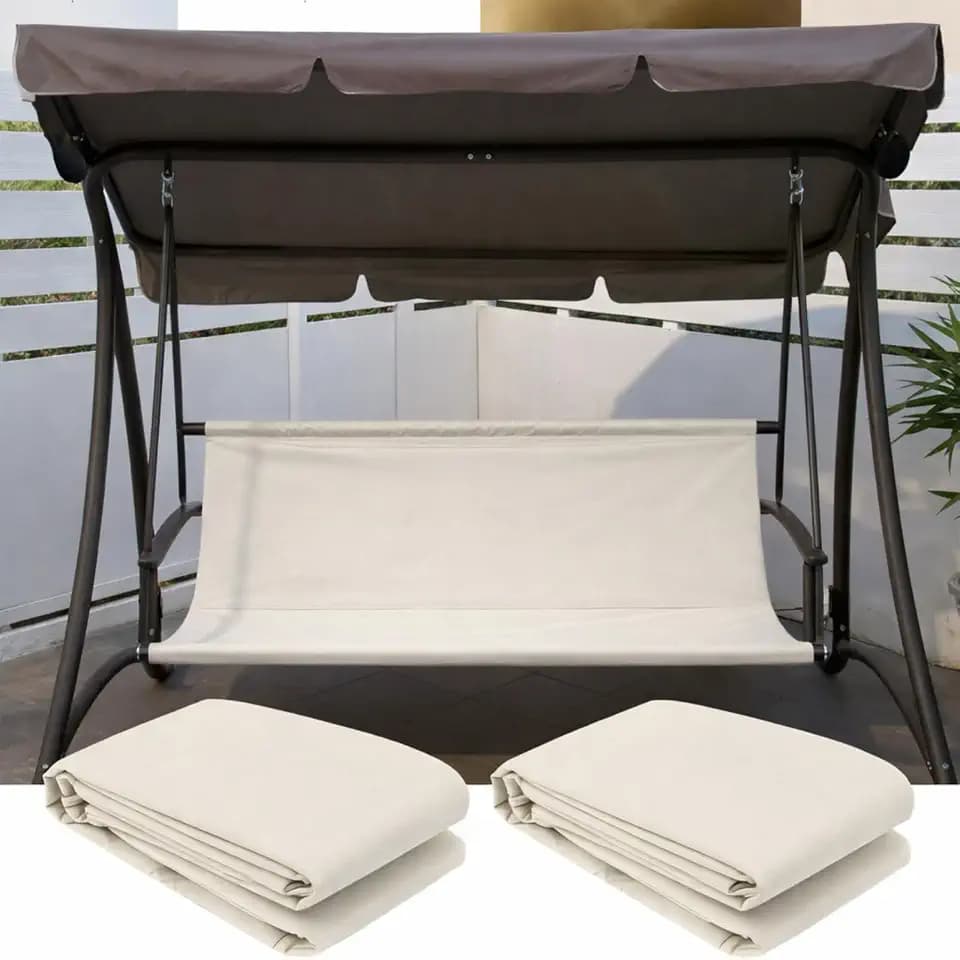 Windyun 2 Pcs Swing Seat Replacement Cover 3 Seater, 600D Waterproof, Beige