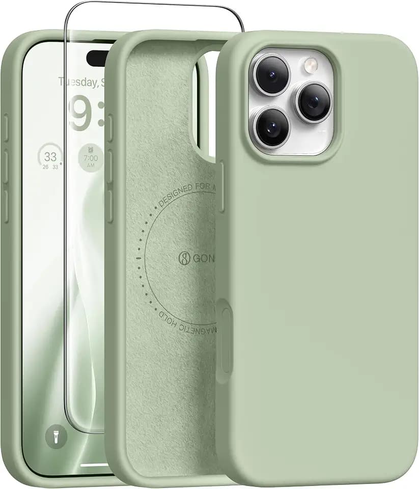 GONEZ Magnetic for iPhone 16 Pro Case, Silicone Cover Pastel Green