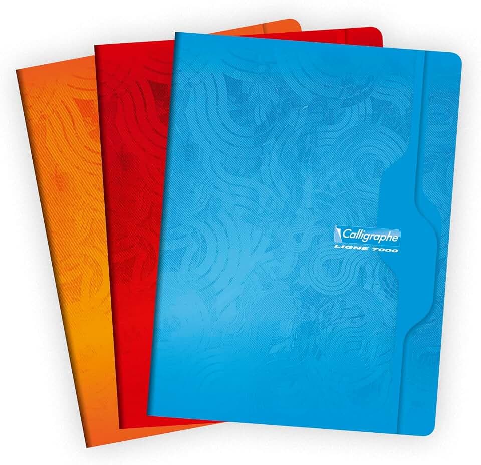 Clairefontaine Calligraphe 7490C - Packung mit 10 Heften Calligraphe geheftet, DIN A4+ 24 x 32 cm, blanko, 48 Blatt, 70 g, farbig sortiert, 1 Pack