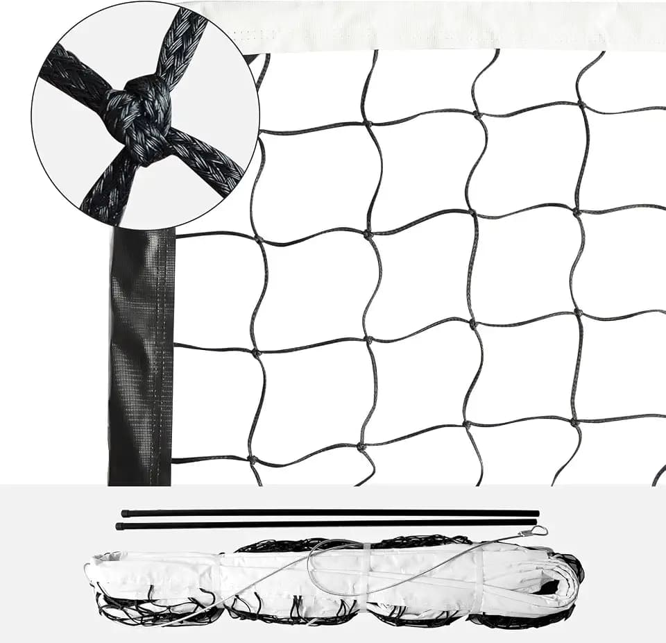Professional Volleyball Net Heavy Duty Replacement Net - 32x3 FT - Steel Cable & Reinforced Dowels, 4" Square Mesh - for Outdoor Indoor, Backyard, Beach, Court, Pool, Park, School, Drills