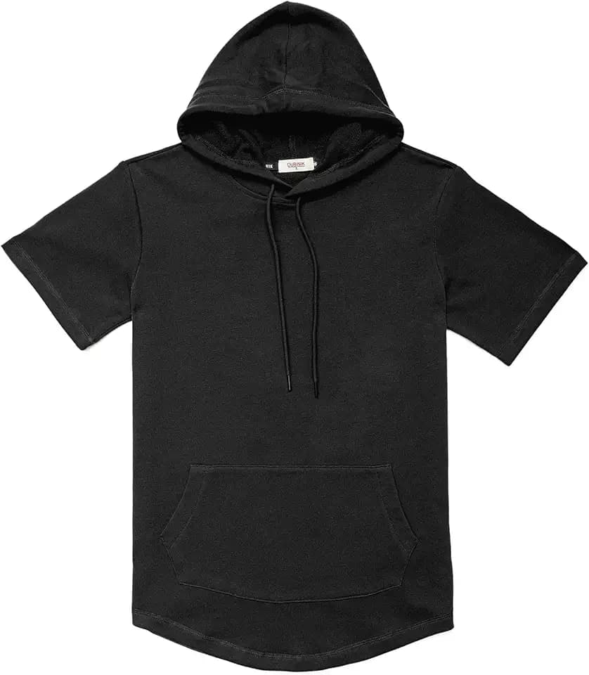 Dubinik® Short Sleeve Hoodie Lightweight Terry Soft Cotton Kangaroo Pocket