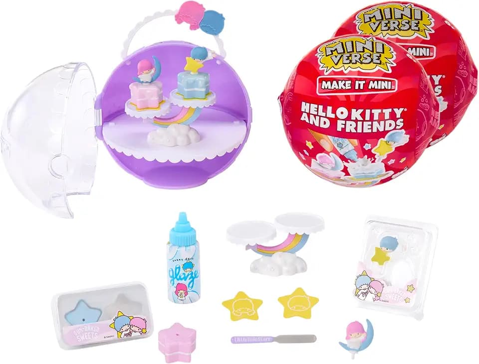 MGA's Miniverse Make It Mini Hello Kitty and Friends Series 4 (2 Pack), DIY Mini Collectibles, Retro Stationery & Food Replicas, Sanrio Characters, Ages 8+, NO DUPLICATES