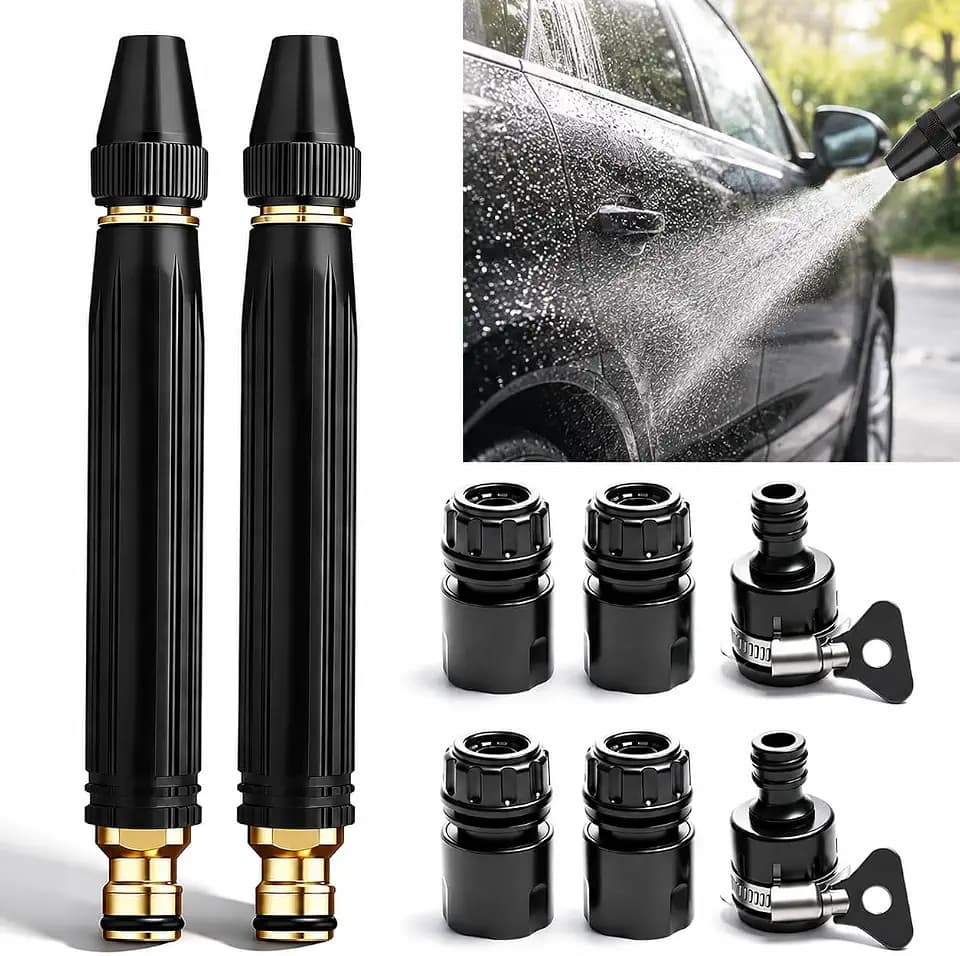 2 Pack Heavy Duty Adjustable Twist Garden Hose Nozzle, High Pressure Jet Water Nozzle, Multi Functional Sprayer for Car Washing, Outdoor Cleaning & Plant Watering