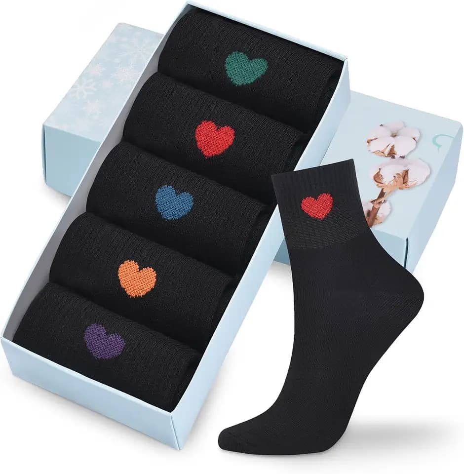 Corlap Women's Cotton Ankle Crew Socks,Cute Heart Fun Novelty Gifts Socks
