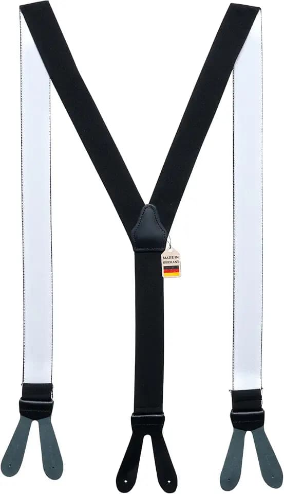Elegante Hosenträger 3,5 cm X-Form mit Knopfverschluss Verstellbar für Herren & Damen, ohne Clips Anzughosenträger zum Knöpfen mit 6 Knopfloch Suspender