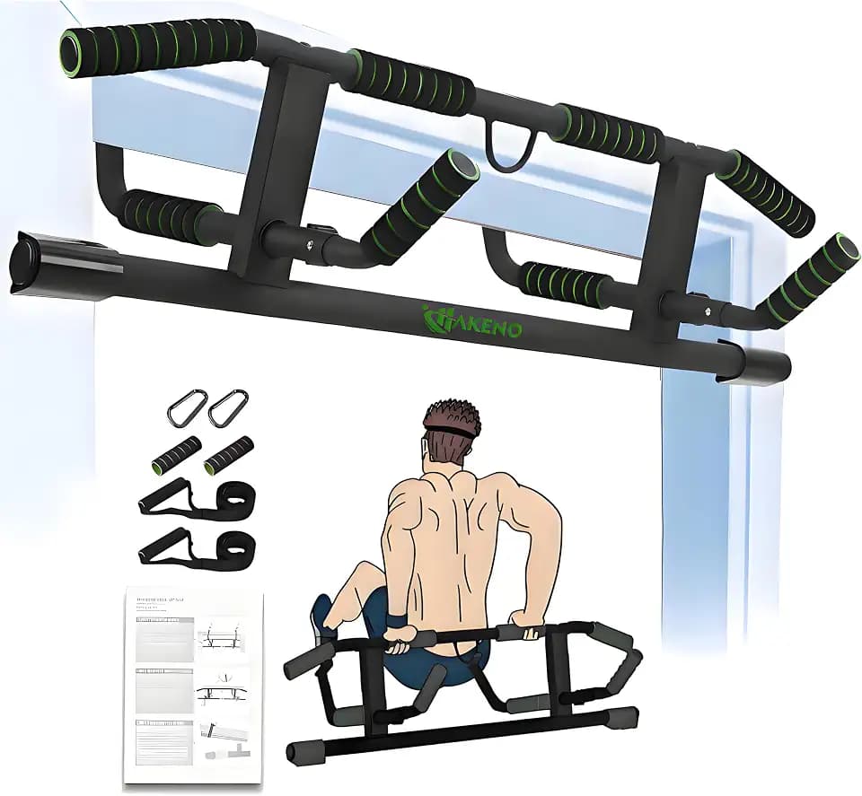 Klimmzugstange mit mehreren Griffen für die Tür – Klimmzugstange mit verbessertem Smart-Haken abgewinkelter Multi-Winkel-Griff, Heim-Fitnessgerät, Pull Up Bar mit professionellem Schlingentrainer