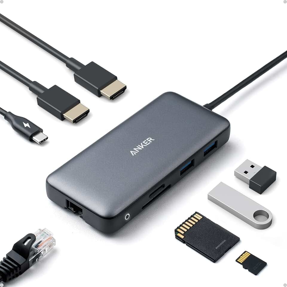 Anker Laptop Docking Station Dual Monitor, 8-in-1 USB C Hub with 4K HDMI