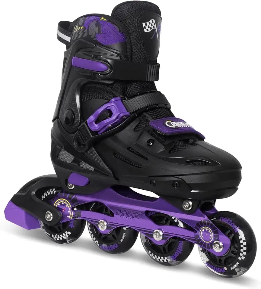 Nattork Inline Skates für Kinder und Erwachsene, 4 Größen Verstellbar Kinder Inliner, Renndesign Inline Skates für Damen Herren