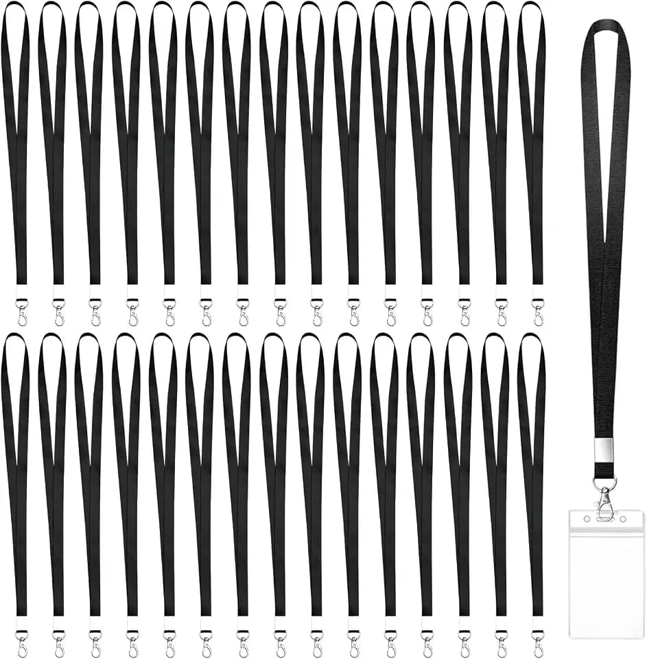 30 Stück Schlüsselband zum Umhängen Lanyard Schlüsselband Schwarz