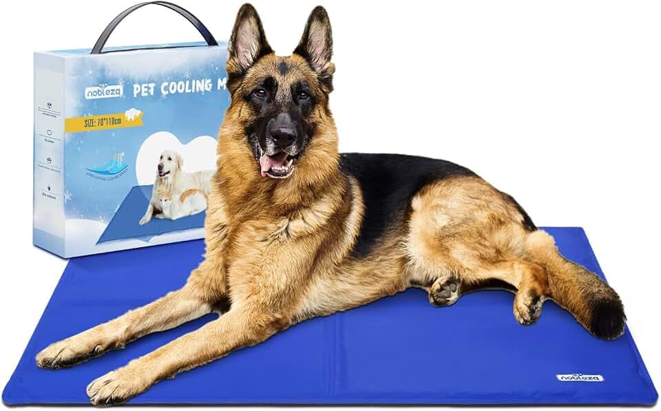 Nobleza - Kühlmatte Hunde Selbstkühlend Ungiftige Gelauflagen Welpe Katzenbett Kühlmatratze im Sommer, 110 * 70cm, Blau, XL
