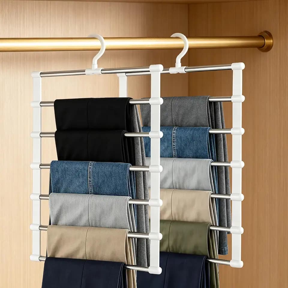 Platzsparende Hosenbügel 2er-Pack, Kleiderschrank-Organizer aus Edelstahl
