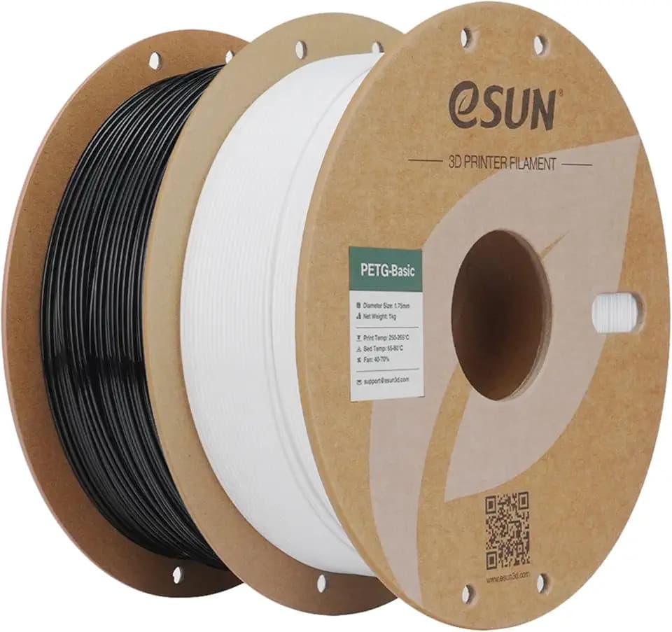 eSUN Hohe Zähigkeit PETG Basic 1.75mm Filament, Schwarz + Weiß, 2KG