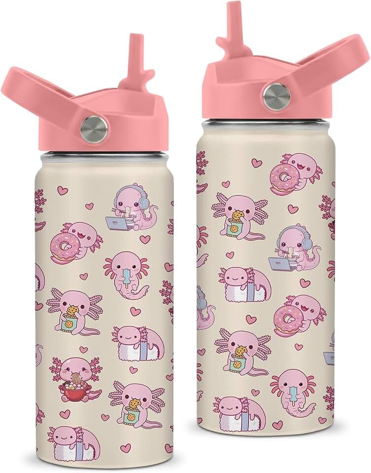 Axolotl Water Bottle 16 Oz, Axolotl Stainless Steel Insulated Water Bottle, Axolotls Gifts For Women Girl Mother Best Friends, Travel Coffee Insulated Cup