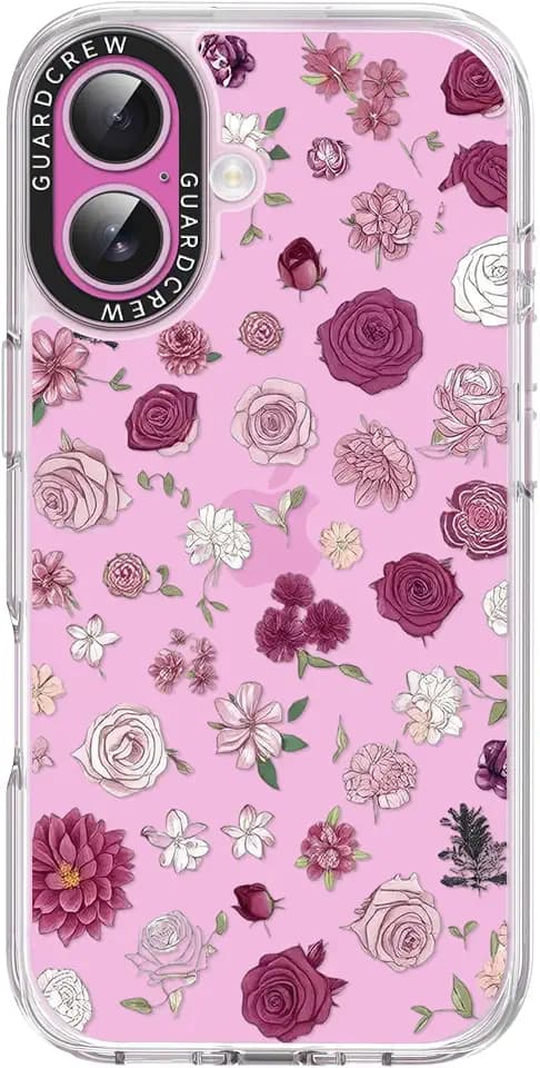 for iPhone 16 Case, [Rose Bloom] Cool Aesthetic Pattern for Women, [11FT Military-Grade Drop Tested] Slim Crystal Clear Shockproof TPU Bumper Phone Cover, 6.1"