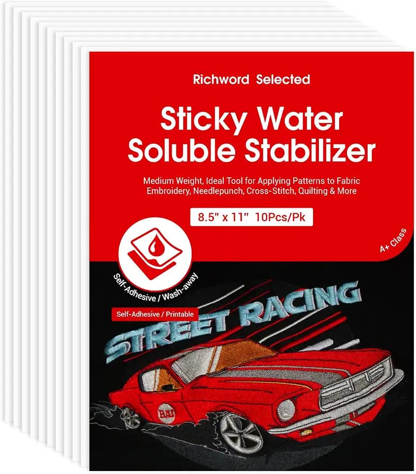 Poolin Printable Water Soluble Stabilizer for Embroidery, 8.5 x 11 Inch