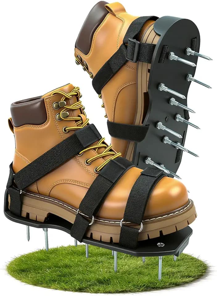 Lawn Aerator Shoes, Soil Aerator Grass Tool with Dual Hook & Loop Straps