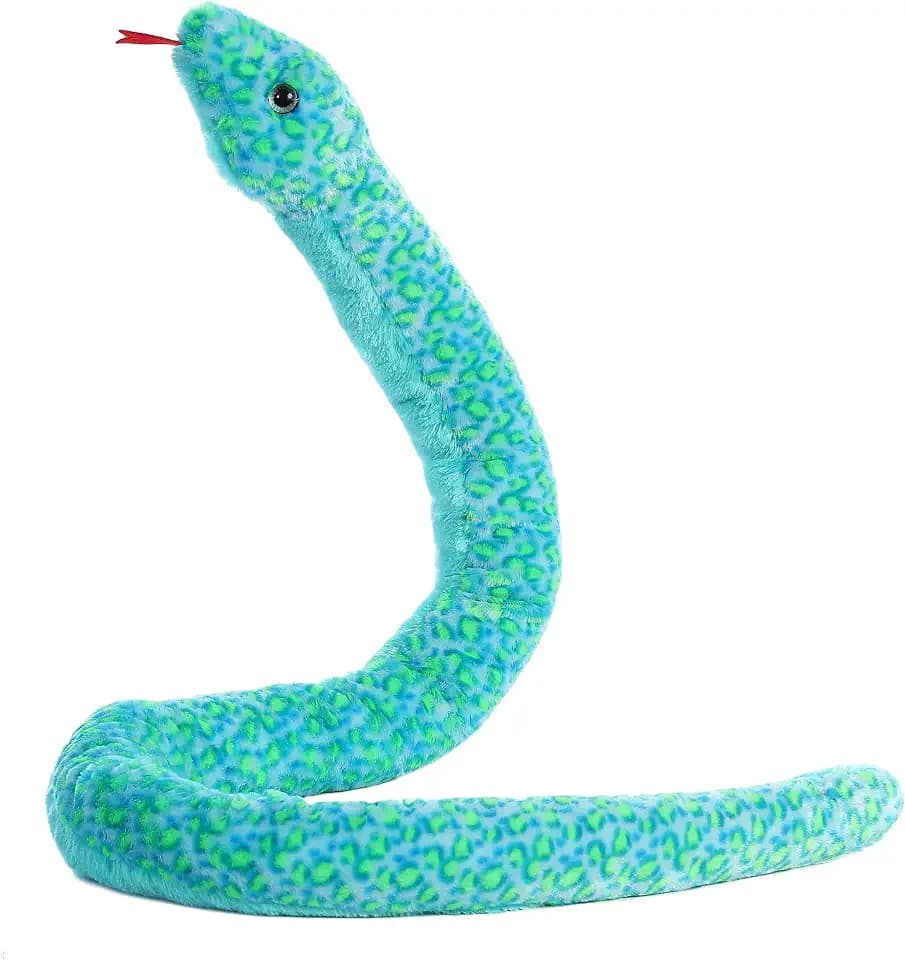 Aurora Snake 53" Aqua Multi Print Playful Stuffed Animal