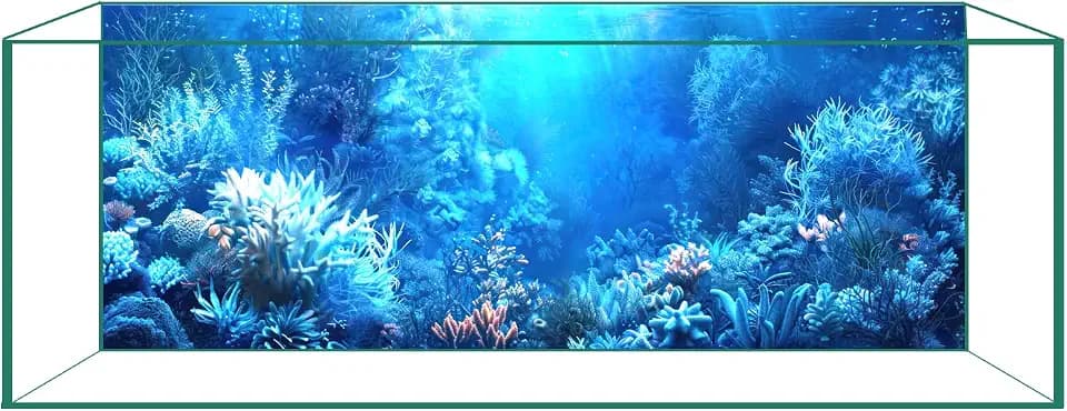 Aquarium Background Film, Static Cling, Glue-Free, Blue Ocean 17.7"H×35.4"W
